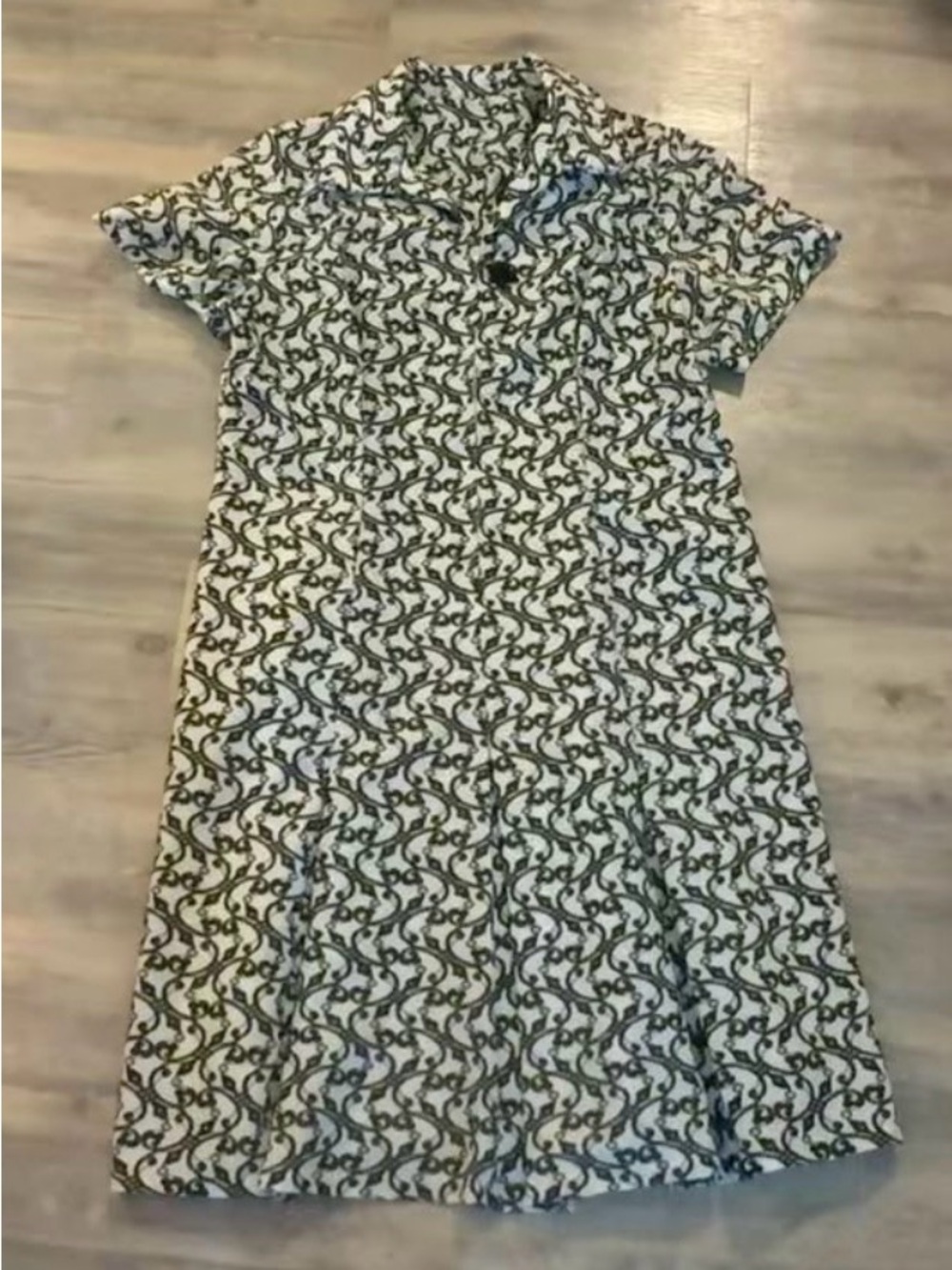 Vintage 1970s MSK Graphic Scroll Print Shirt Dress.